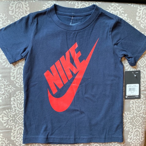 red and navy blue nike shirt